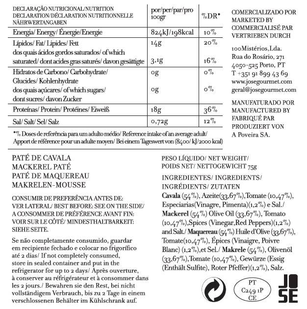Jose Gourmet Mackerel Pate, 75g