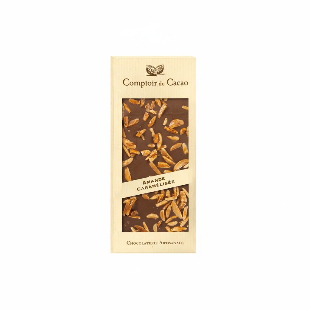 MILK CHOCOLATE BAR w/ CARAMELIZED ALMONDS