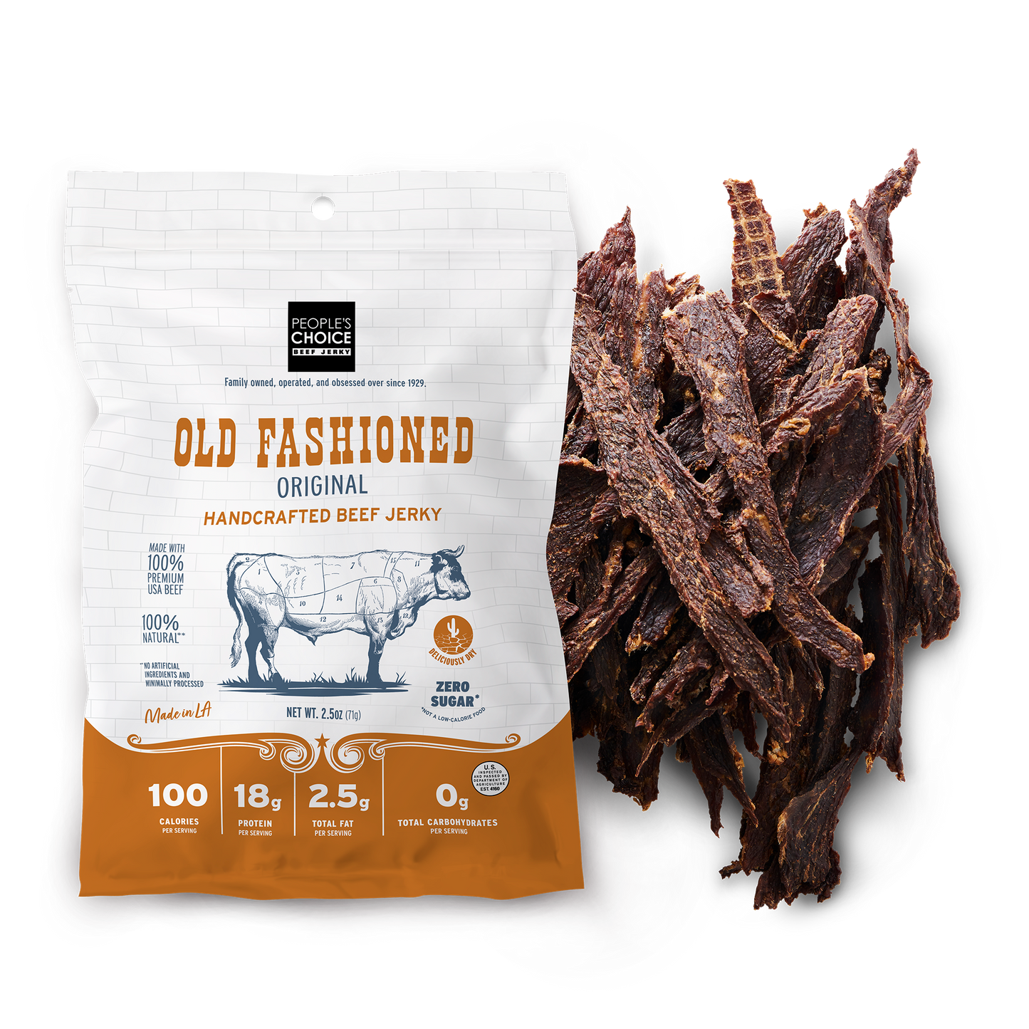 PEOPLE'S CHOICE OLD FASHIONED - DRY STYLE - ORIGINAL BEEF JERKY 2.5oz