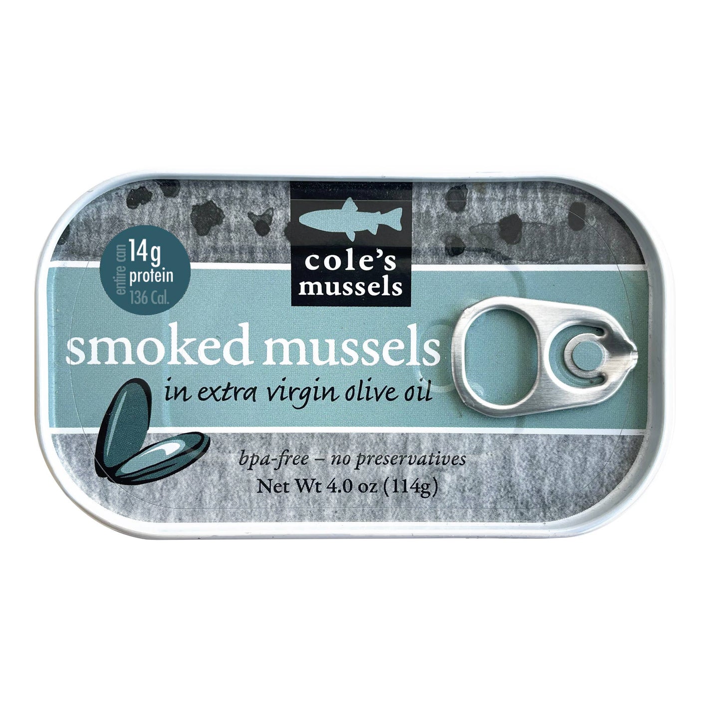 COLE'S PATAGONIAN SMOKED MUSSELS IN EXTRA VIRGIN OLIVE OIL