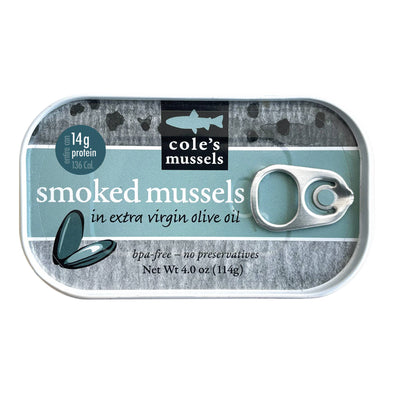 COLE'S PATAGONIAN SMOKED MUSSELS IN EXTRA VIRGIN OLIVE OIL