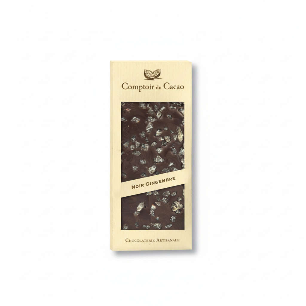 DARK CHOCOLATE BAR w/ CRYSTALIZED GINGER
