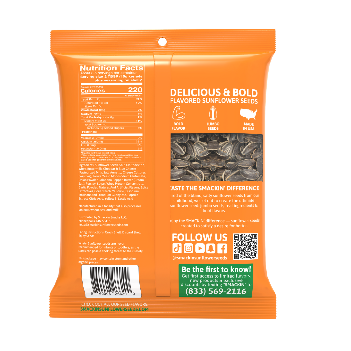 SMACKIN' SEEDS CHEDDAR JALAPENO 4OZ