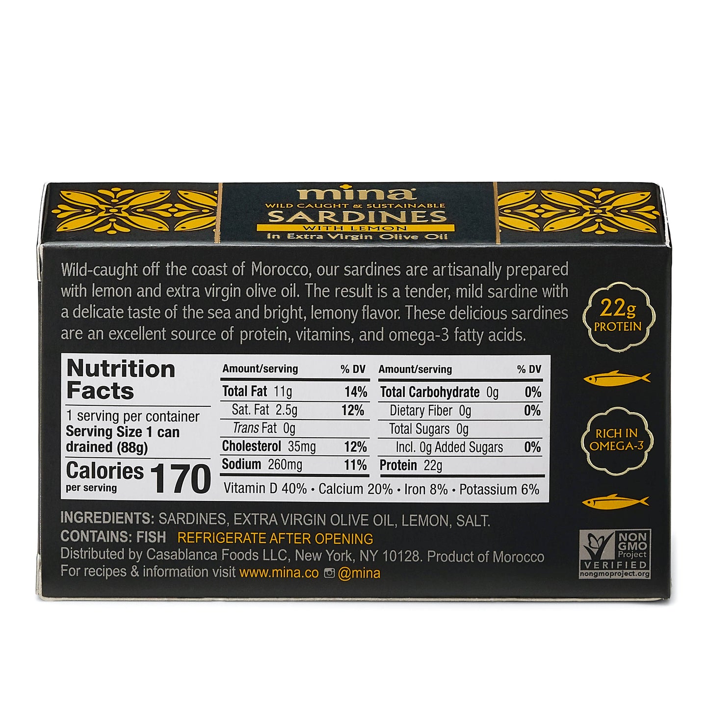 SARDINES IN EXTRA VIRGIN OLIVE OIL WITH LEMON