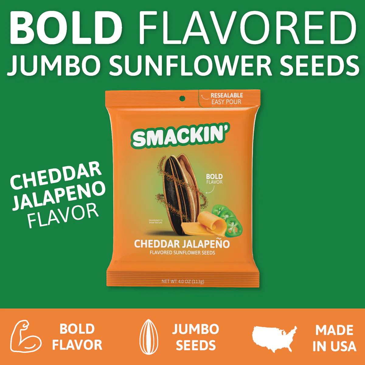 SMACKIN' SEEDS CHEDDAR JALAPENO 4OZ