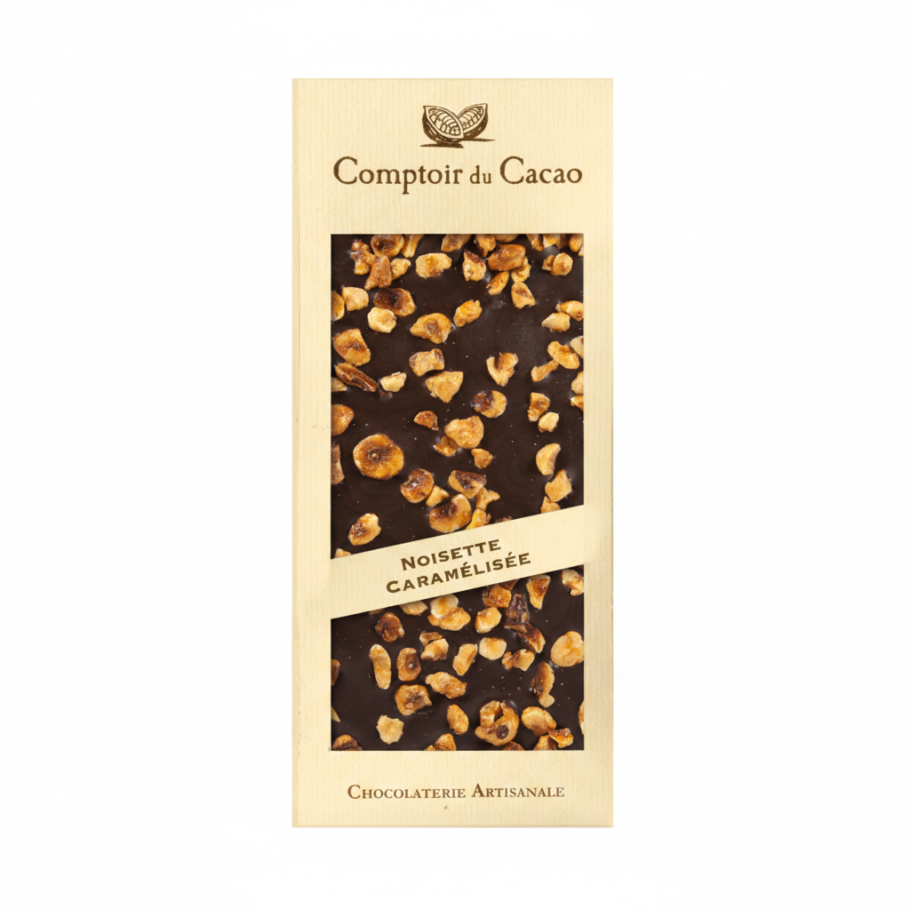 DARK CHOCOLATE BAR w/ HAZELNUTS