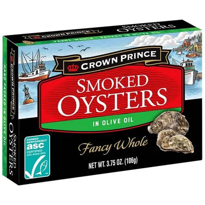 CROWN PRINCE SMOKED OYSTERS IN OLIVE OIL 3.75