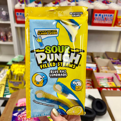 SOUR PUNCH FILLED STRAWS - BLUE RAZ LEMONADE