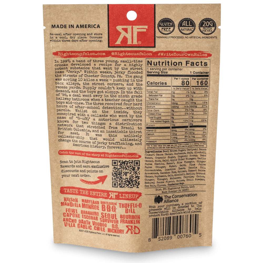 Righteous Felon Teriyaki Balboa Jerky 2oz