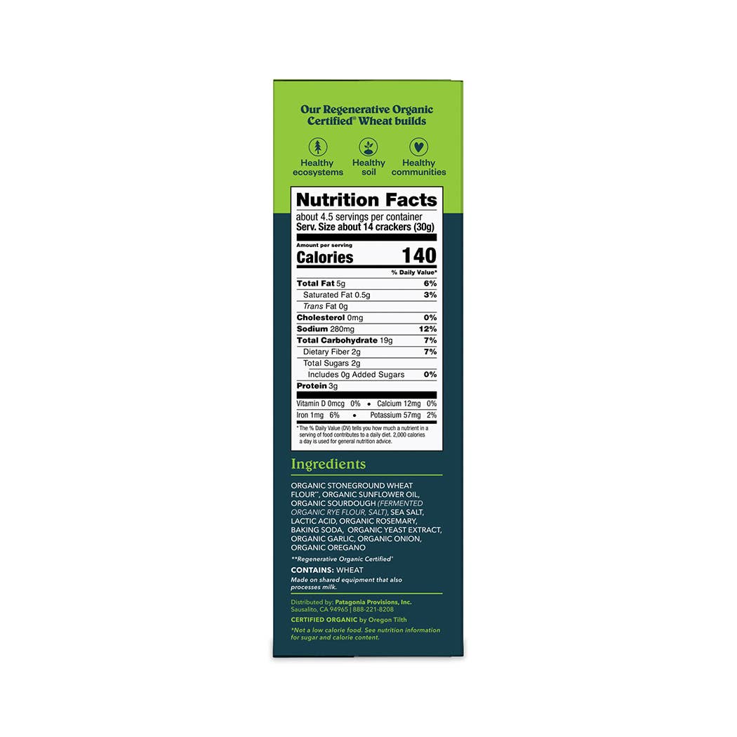 PATAGONIA ORGANIC CRACKERS ROSEMARY GARLIC